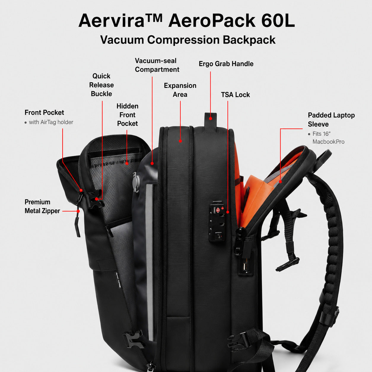 Aervira™ AeroPack 60L Vacuum Compression Backpack