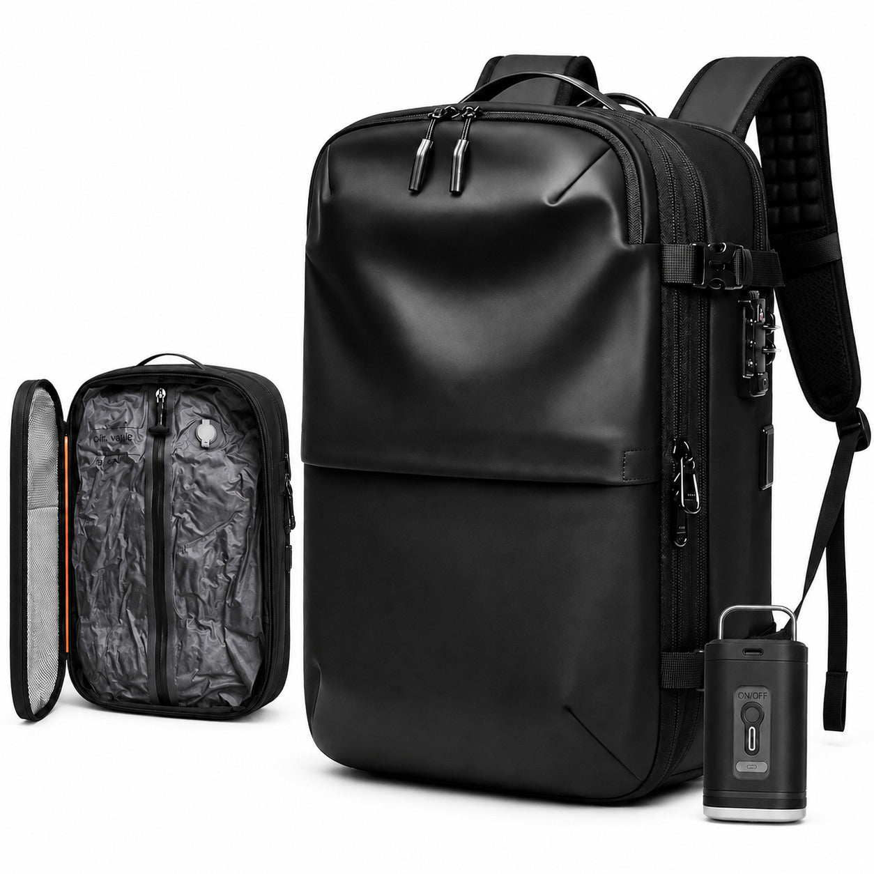 Aervira AeroPack 60L Vacuum Compression Backpack with built-in compression compartment and mini pump