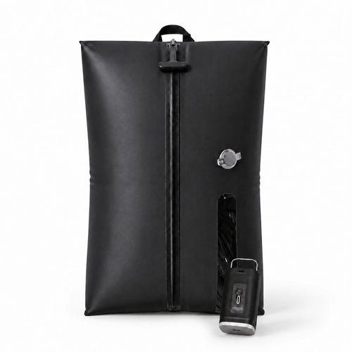 Aervira Vacuum Kit 1 Bag Kit with black vacuum travel bag and mini pump for carry-on luggage packing