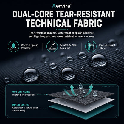 Aervira technical fabric layers with water splash and tear resistant features