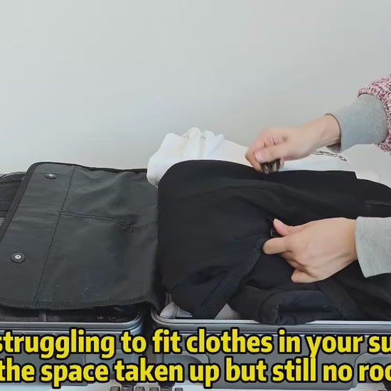 Aervira carry-on compression bag video showing clothes being packed into a suitcase