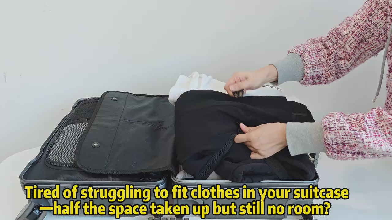 Aervira carry-on compression bag video showing clothes being packed into a suitcase